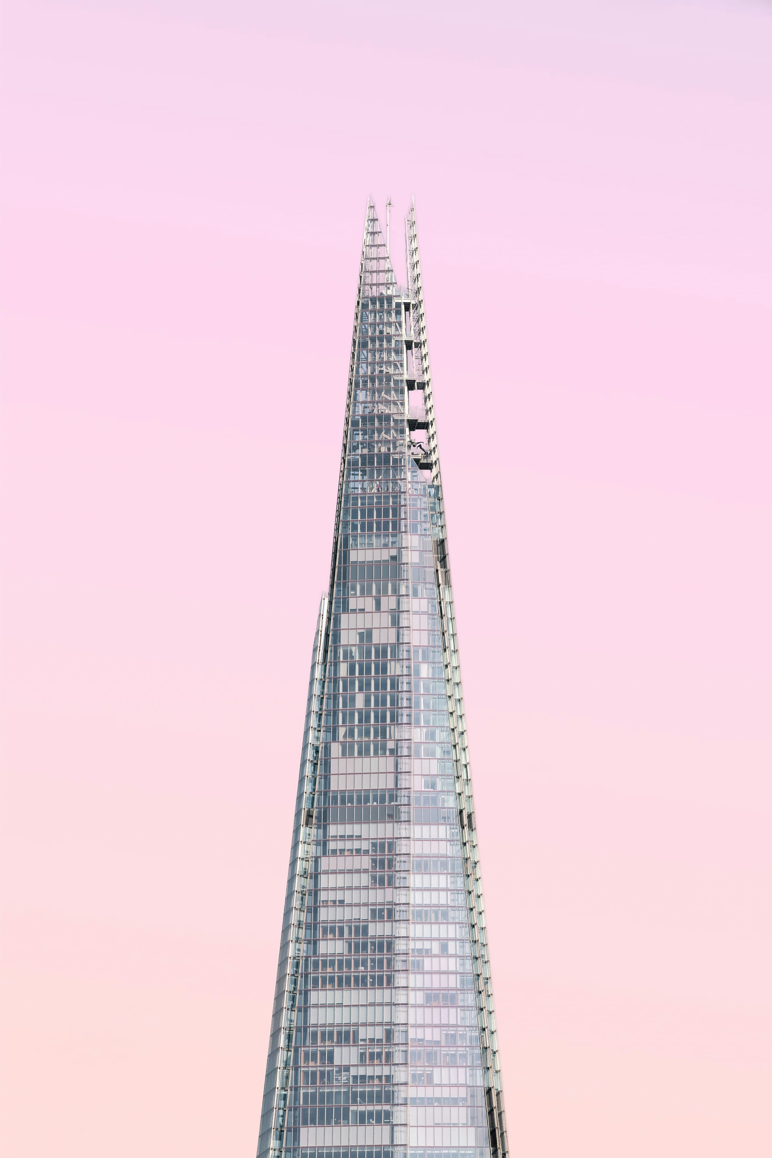 The Shard at sunset against a pink sky, London - an icon of the UK PropTech built environment